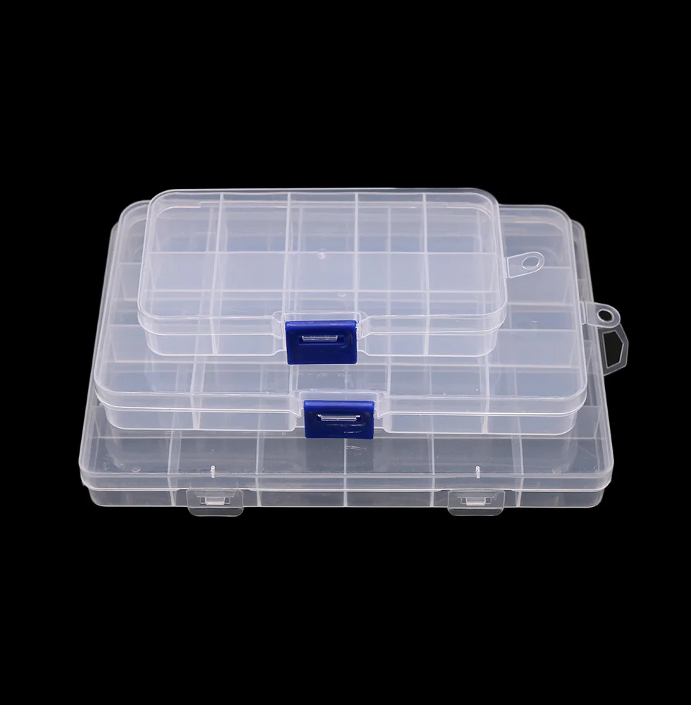 10/15/24 Fixed Grids Clear Plastic Storage Jewelry Box Compartment Container for Beads Crafts Jewelry Tackles Earring Box