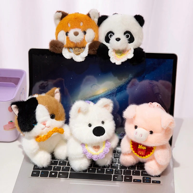 15 سنتيمتر Kawaii الحيوان الصغير أفخم قلادة لينة الباندا الكلب خنزير الأغنام القط مفتاح سلسلة حلقية مع حلقة الإكسسوارات هدية #6