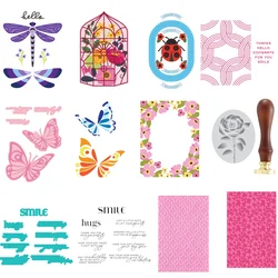 Spring Flower Butterfly Gragonfly Metal Cutting Dies Hot Foil Wax Stamper Stencil DIY Making Card Scrapbook Embossed Paper Album