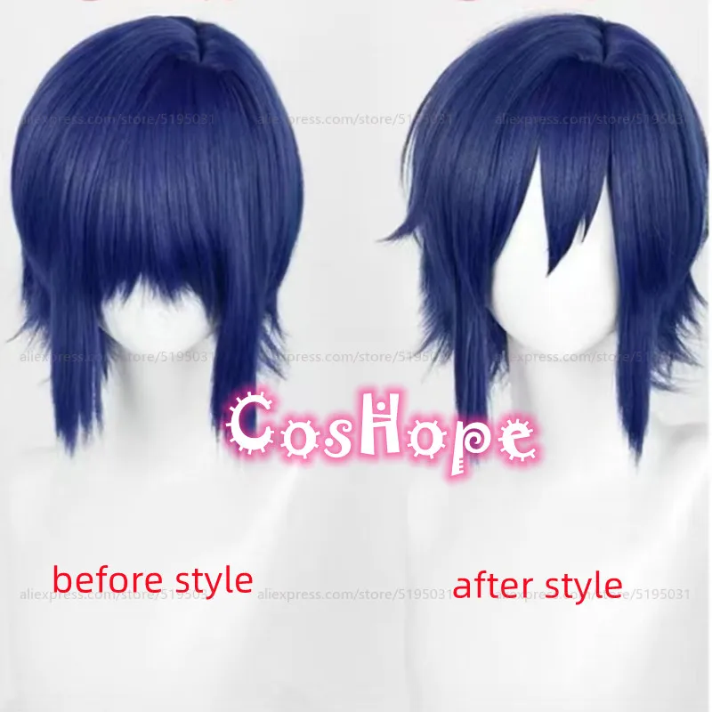 Kaito Cosplay Wig 33cm Short Hair Dark Blue Wig Cosplay Anime Cosplay Wigs Heat Resistant Synthetic Wigs Halloween