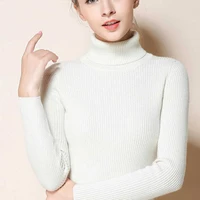 2026 Simple Women Turtleneck Sweater Winter Fashion Pullover Elastic Knit Ladies Jumper Casual Solid Black Female Basic Tops 4