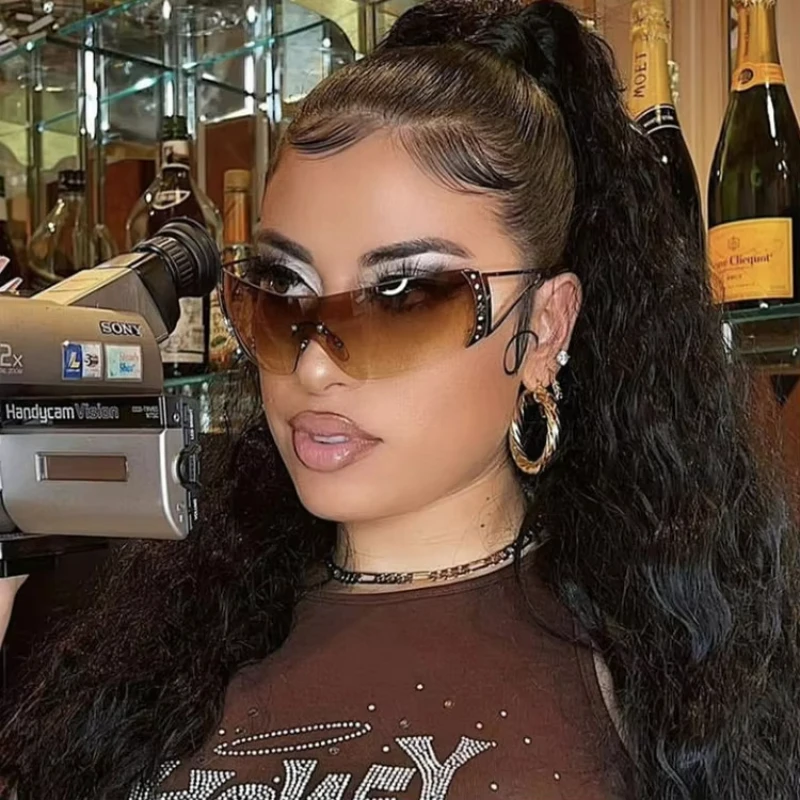 Cyberpunk Y2K Fashion Women's Sunglasses Frameless All-in-One Street Trend Party Accessories