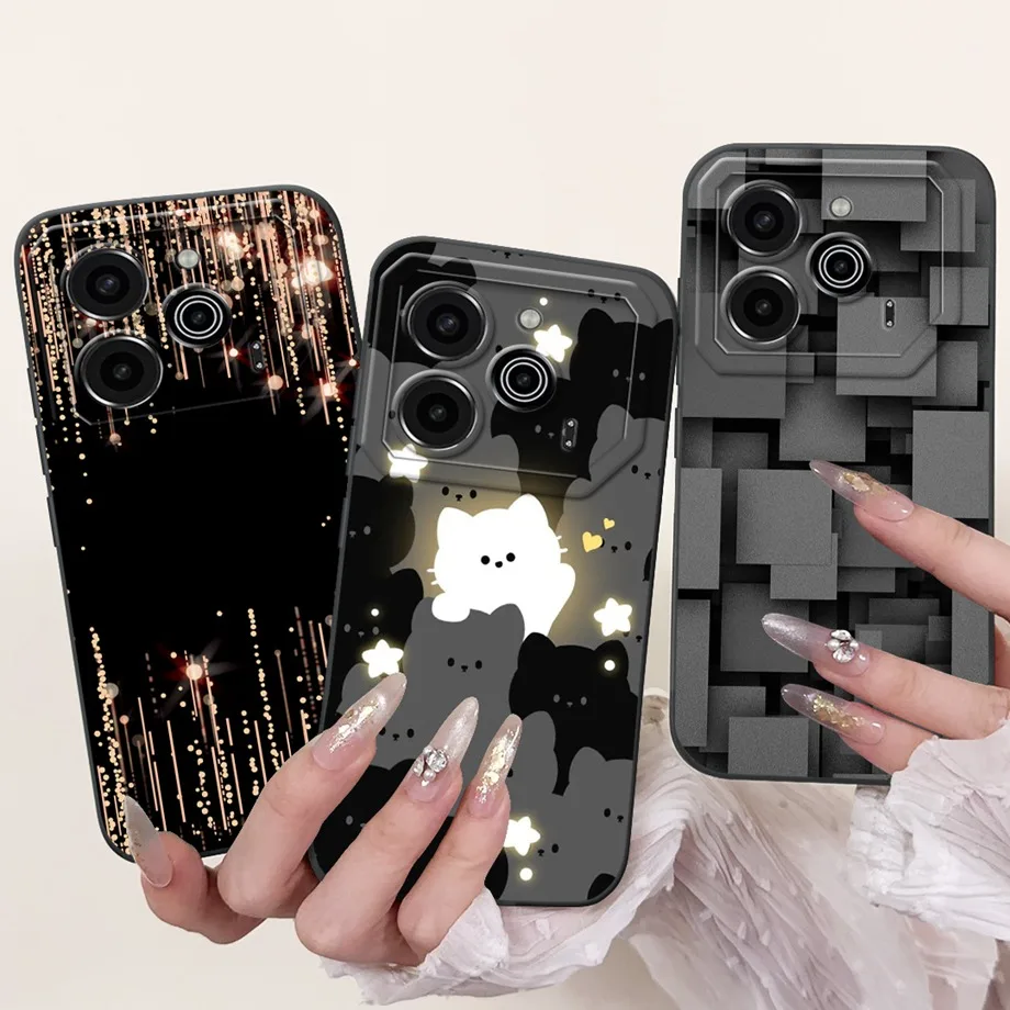 Voor Tecno Pova 6 Pro Li9/Pova 6 Li7 Case Mode Zachte Siliconen Achterkant Panda Marmer Maan Nacht Kat Astronaut Telefoonhoes