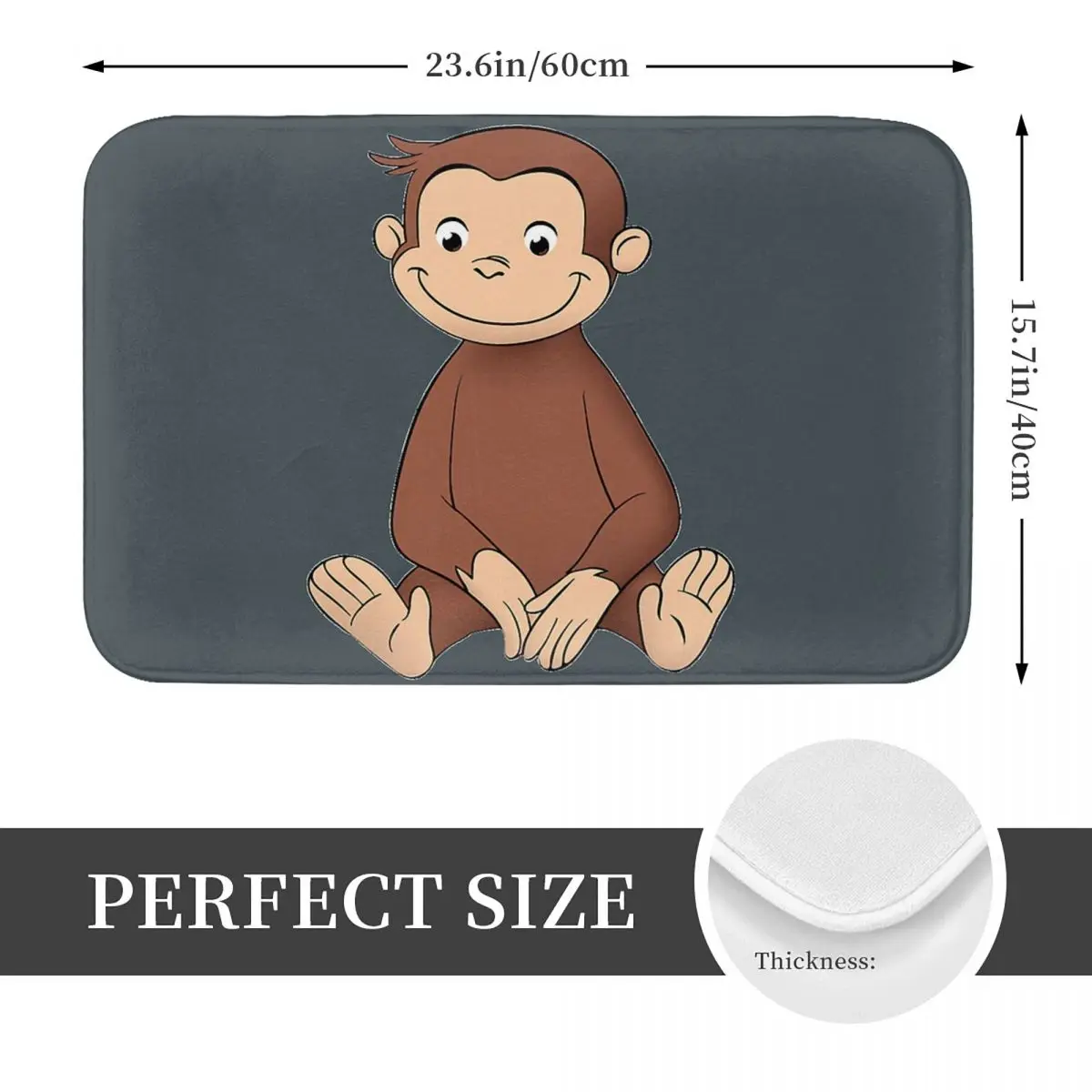 Curious George Anti-slip Doormat Floor Mat Cushion Carpet Rug for Kitchen Entrance Home Bedroom Footpad Mats