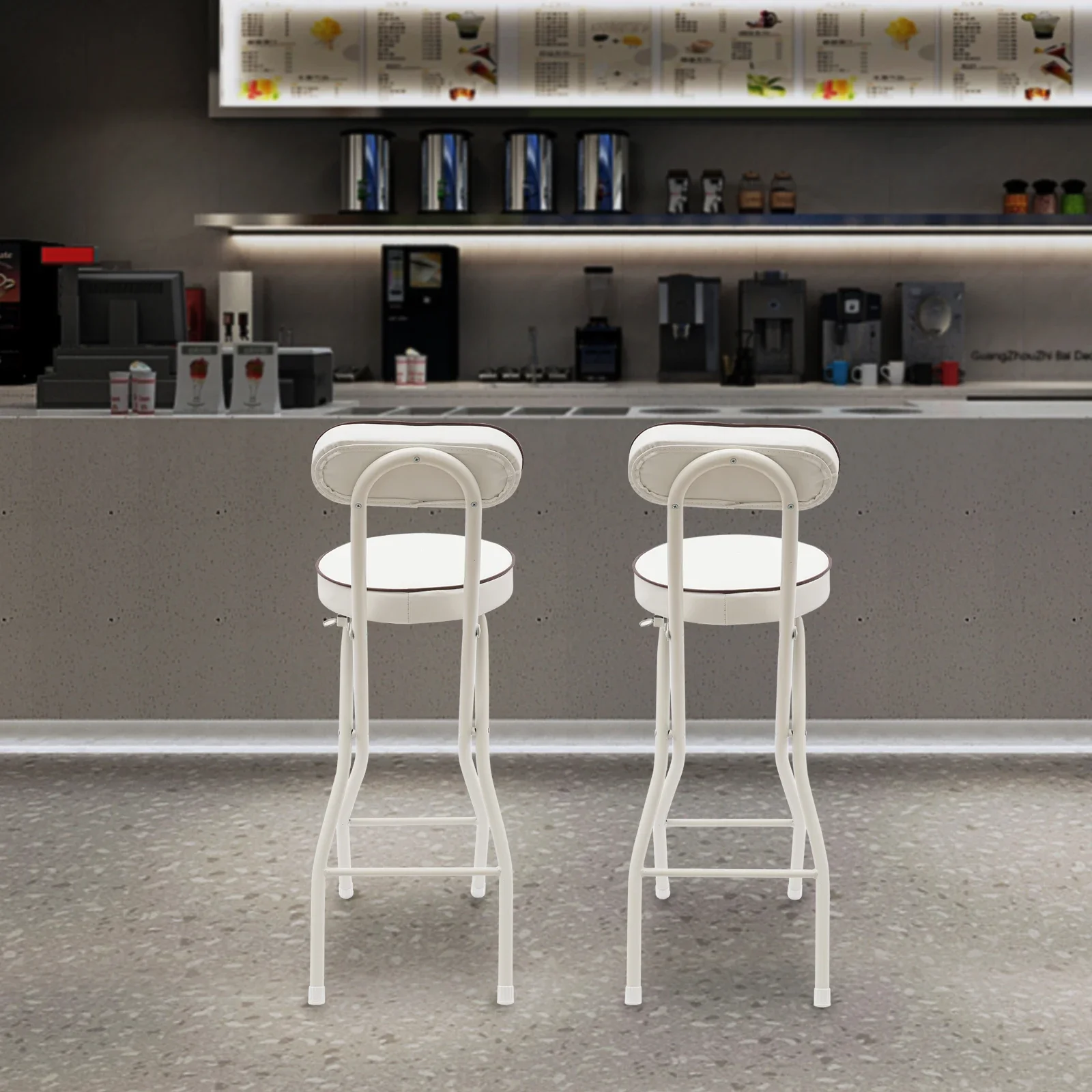 2 قطعة 25.6 بوصة ارتفاع قابل للتعديل للطي بار البراز ث/مقعد مبطن ، الحديثة المطبخ مكافحة البراز مجموعة لبار الإفطار ، مقهى المنزل