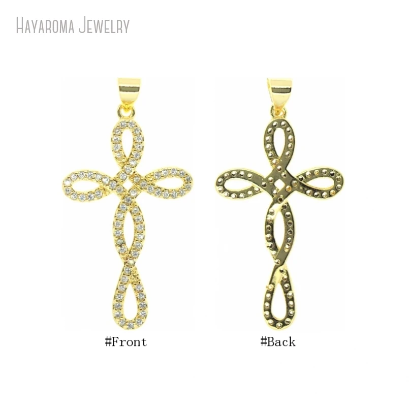 

10Pcs Wholesale Invisible Setting Jesus Jewelry Copper Christian Cross Crisscross Gold Color Pendant PM52745