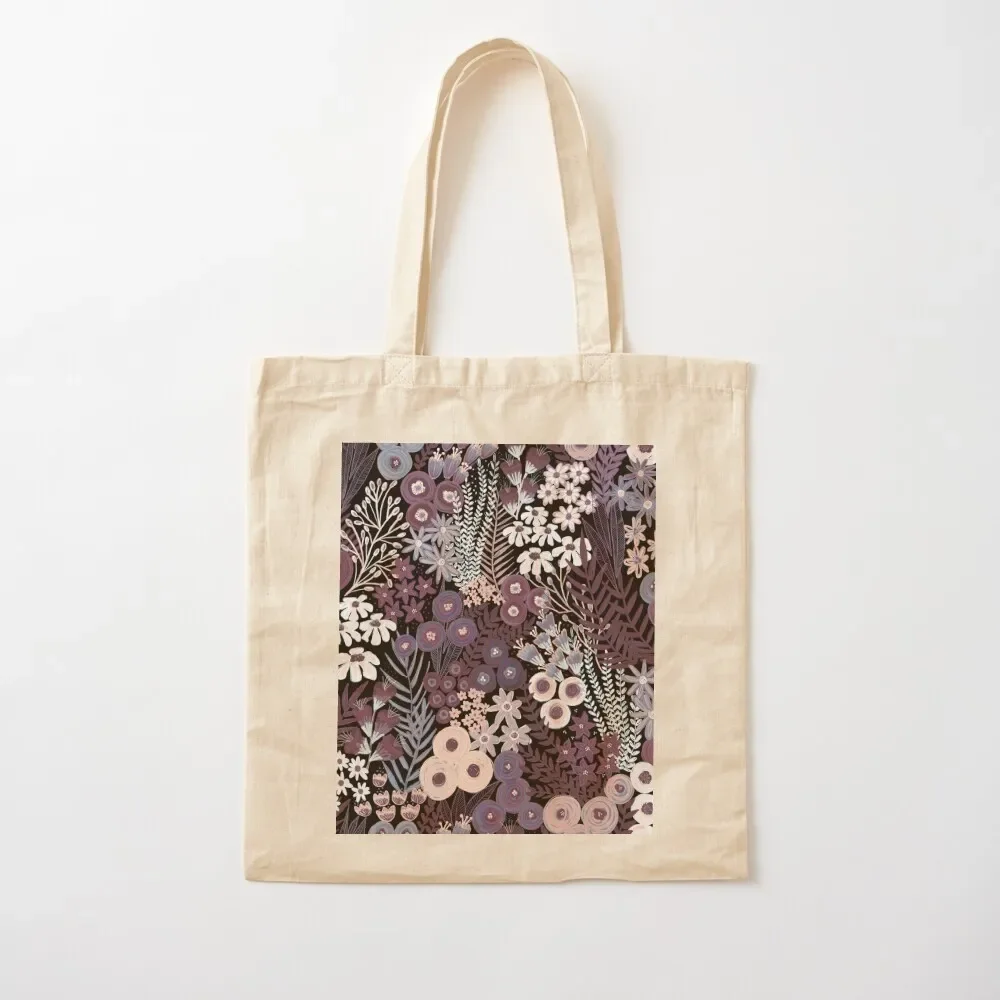 

Purple Flower Field Dark Tote Bag Customizable tote Women's canvas Gift bags