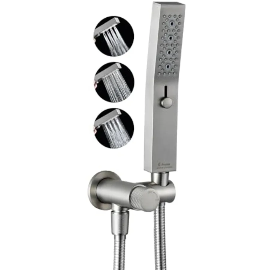 

All Metal Handheld Shower Set with 3-Function Showerwand included Handheld Holder to Control on/off Switch and 70 Inch Tangle-F