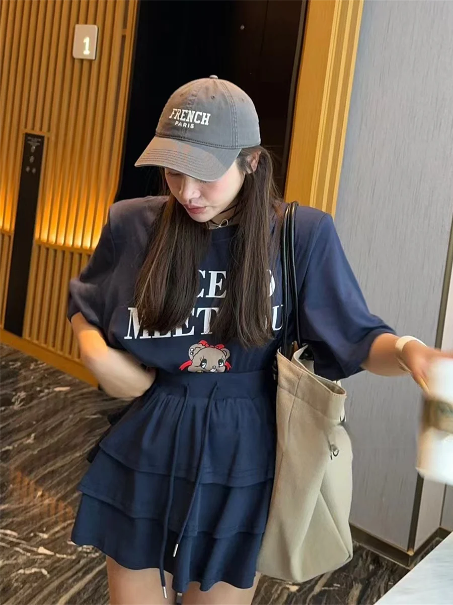 

Летний модный повседневный женский комплект из двух предметов Dr для похудения, круглый размер Ne ort Sve Ensemble Street Sle