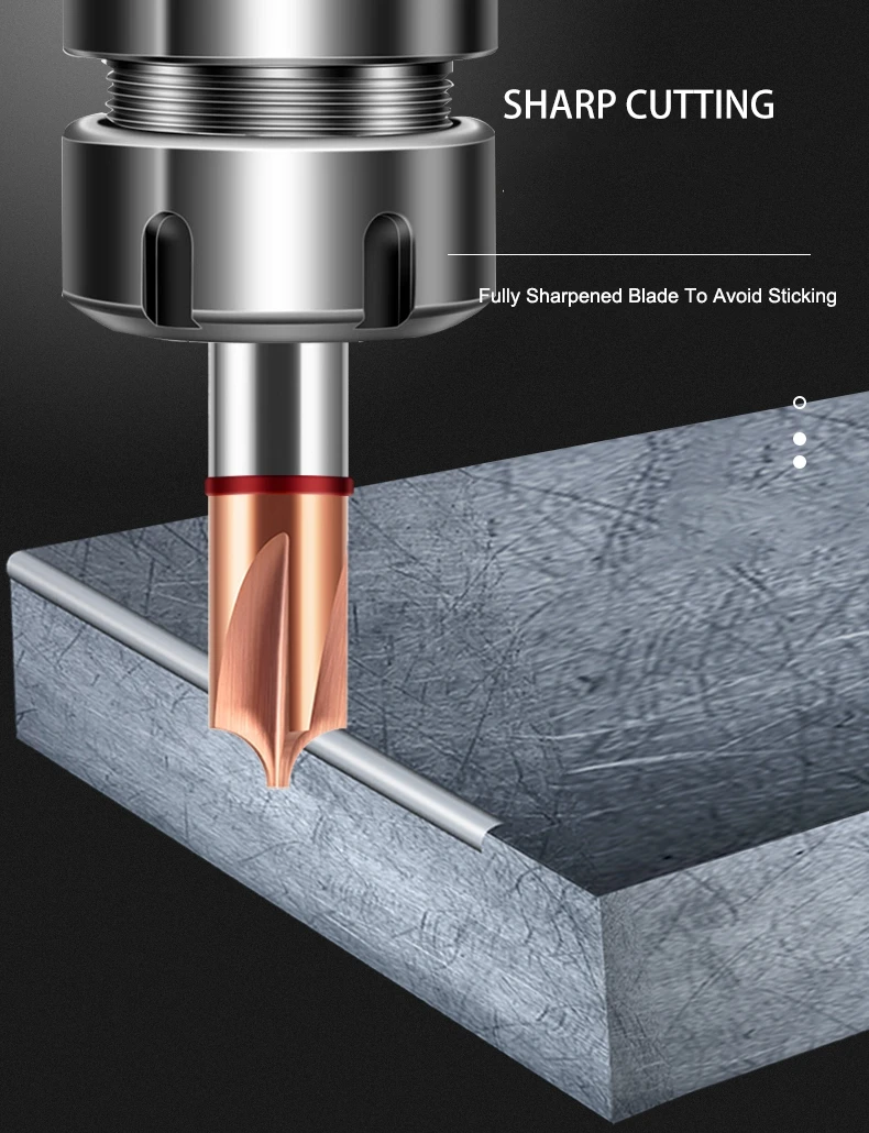 AZZKOR HRC55 Innen-R-Fasenfräser aus Wolframstahl mit Nano-Beschichtung, 4-Schneiden, für CNC-Bearbeitungszentren, Schaftfräser – Detail 2