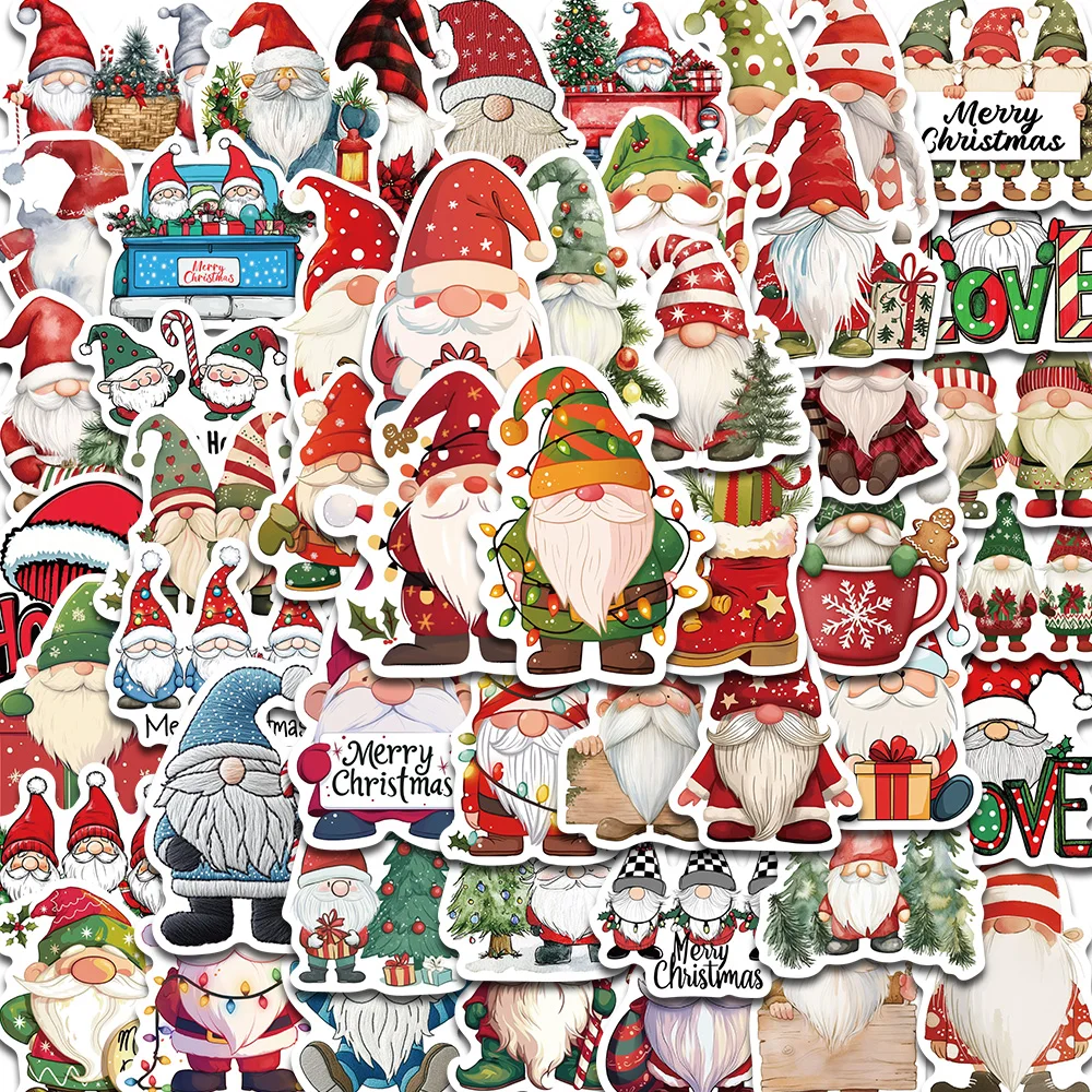 50 pçs feliz natal gnome adesivos pvc decorativo para casa 2024 adesivo de parede presente ano natal 2025 adesivo de telefone estético