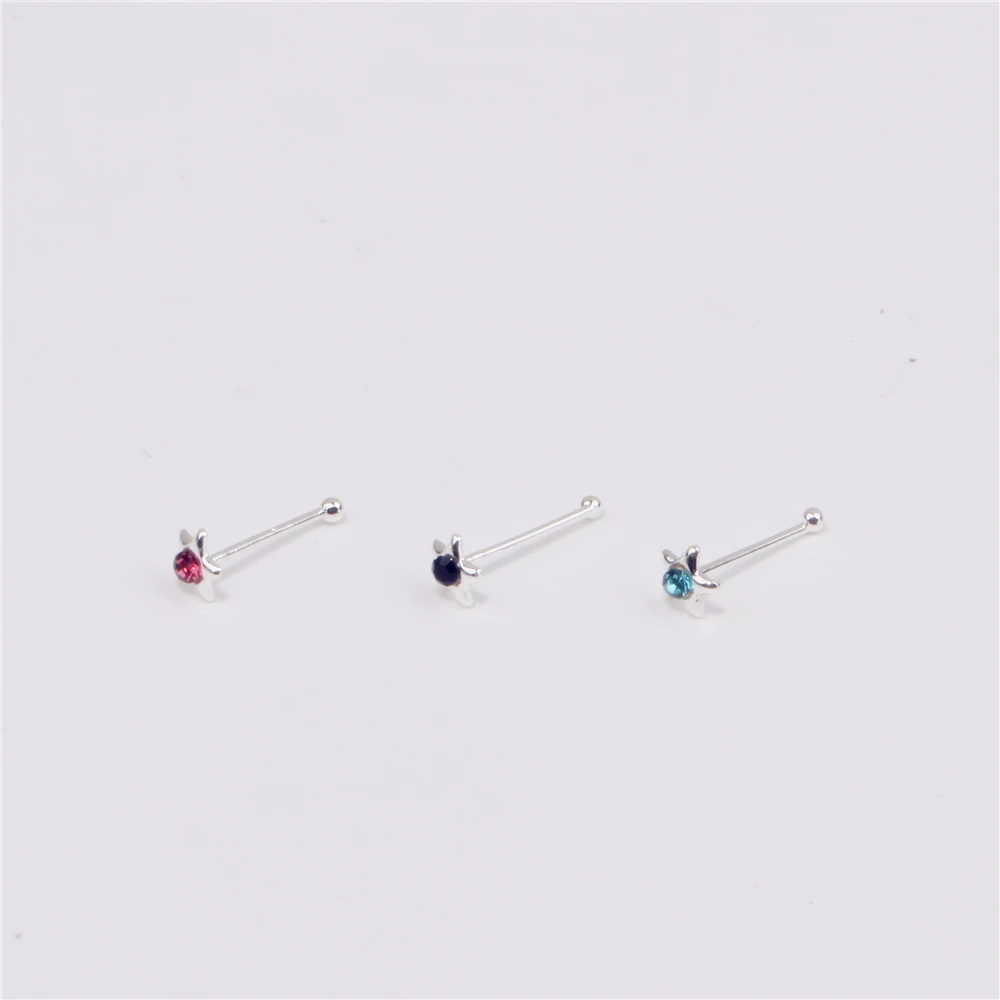 20Pc Nose Studs for Women Men Mix Color Star Shape Tiny Nose Bone Rings Body Piercing Jewelry Ear Nose Pin Ball End