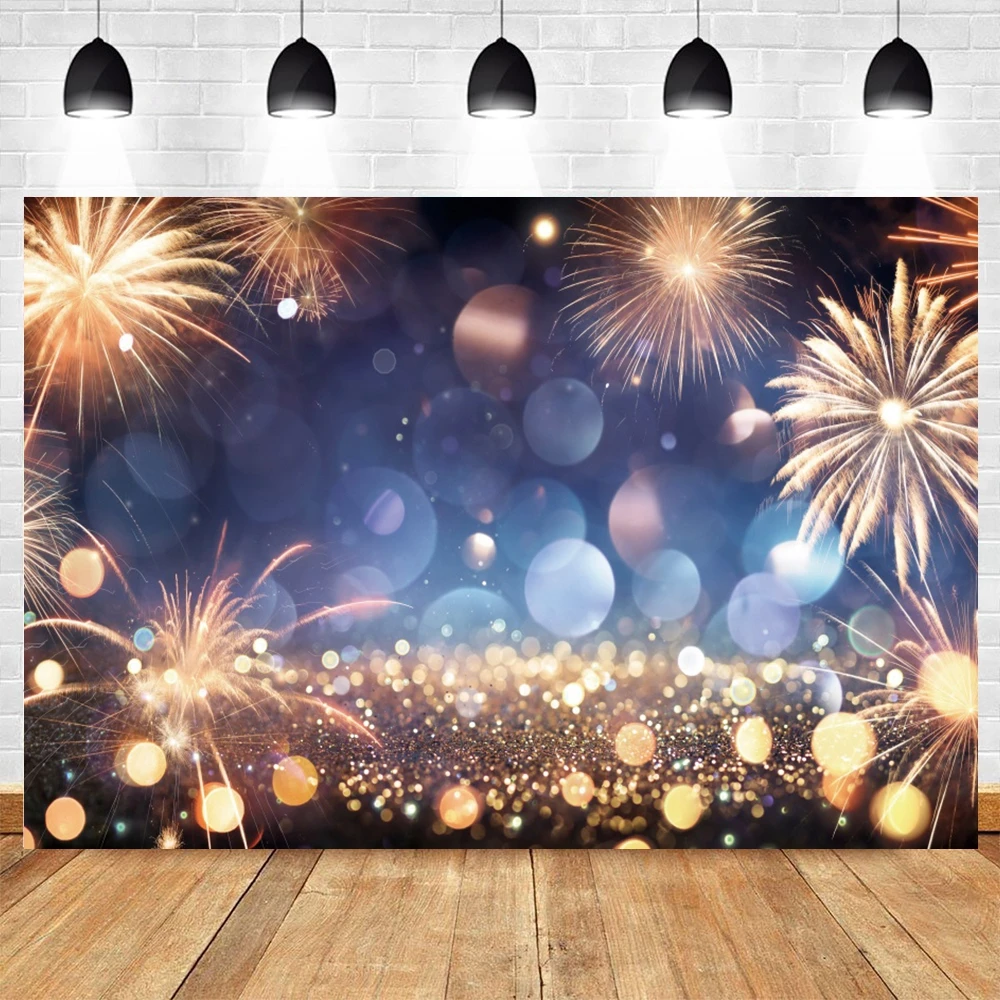 Happy New Year Backdrop for Photography New Year Eve Sparklers Fireworks Celebrate Party Family Christmas Photo Background Decor