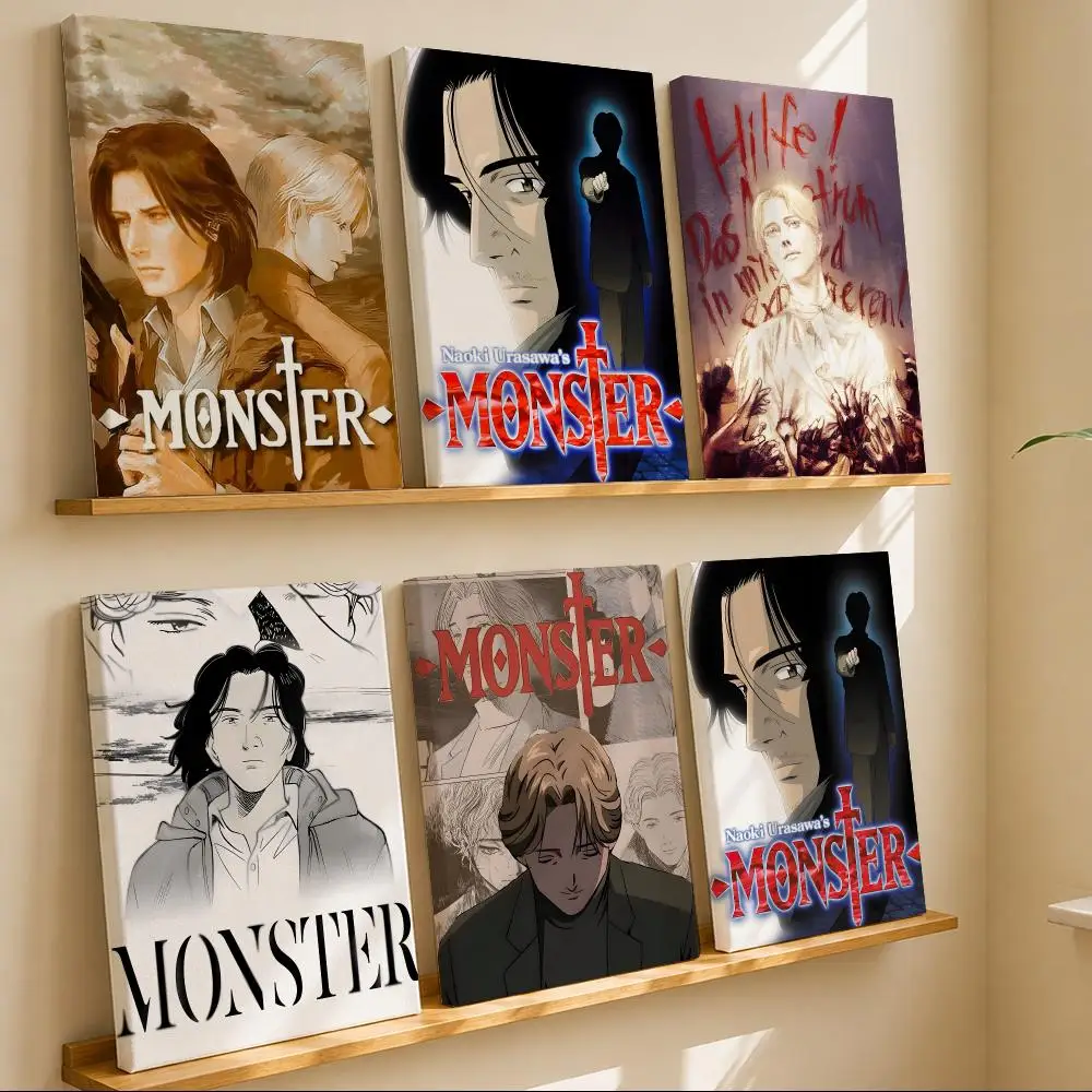 Dark Classic Anime M-Monster Framed Wall Painting Canvas Art Poster with Solid Wood Frame for Living Room Home Decor