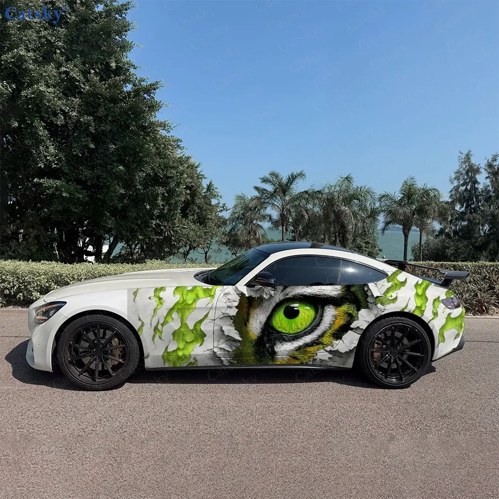 2pcs Wall-Breaking Cat Eye, Durable, Fade-resistant, Enhance Vehicle Aesthetics With Bold Artistic Design Car Vinyl Wraps