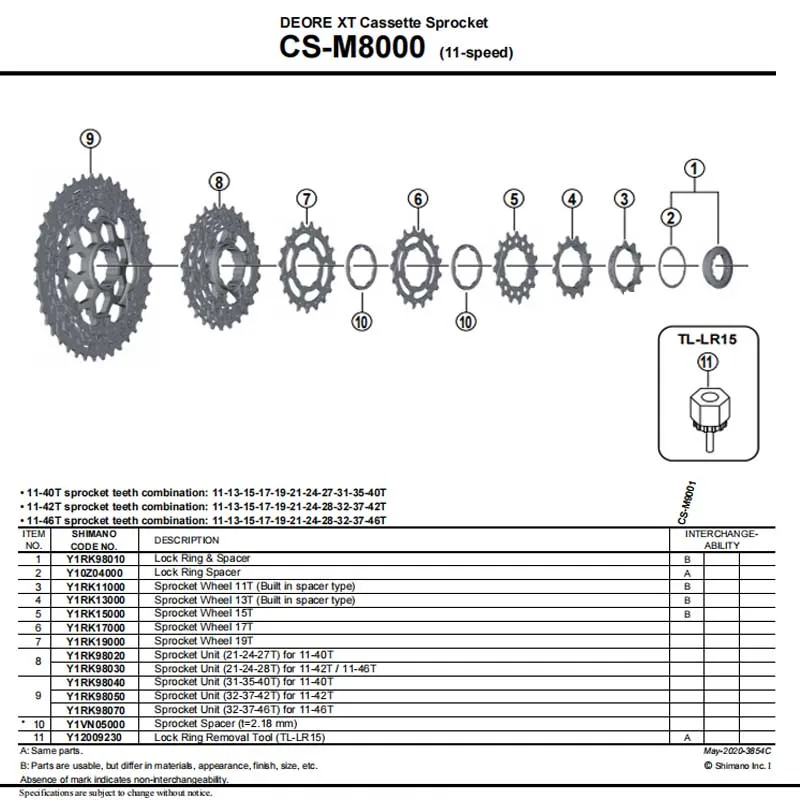 SHIMANO M8000 11 Speed Cassette Sprocket Original Japan Repair Parts Singel Piece 11T 13T 15T 17T 19T M7000 HG700 HG800