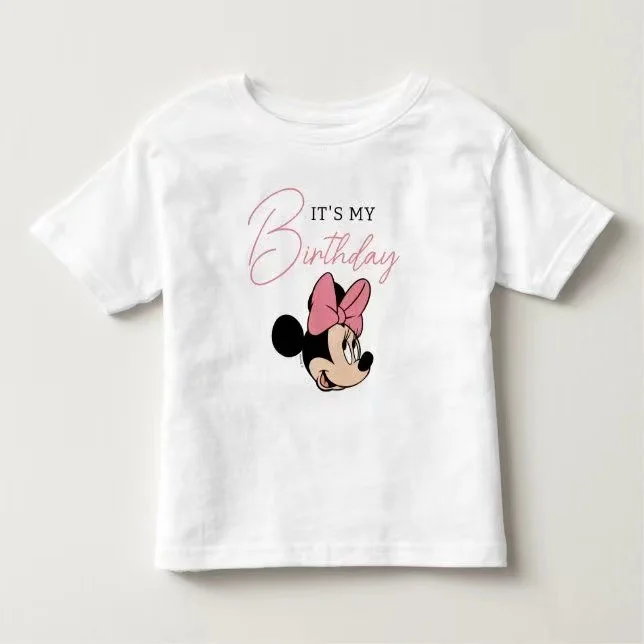 Camiseta de Minnie Mouse de Disney para niños, camisetas con números, camiseta básica con dibujos animados, ropa blanca y rosa de verano, ropa suave de manga corta, regalo de cumpleaños
