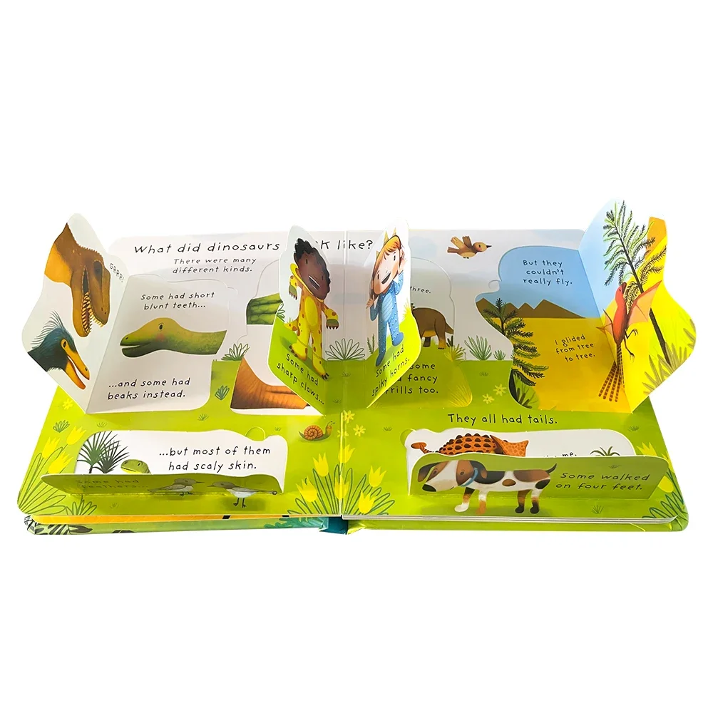 Usborne Lift The Flap Very First Questions & Answers Are Dinosaurs Real ? English Picture Book for Kids Reading 3D Board Books