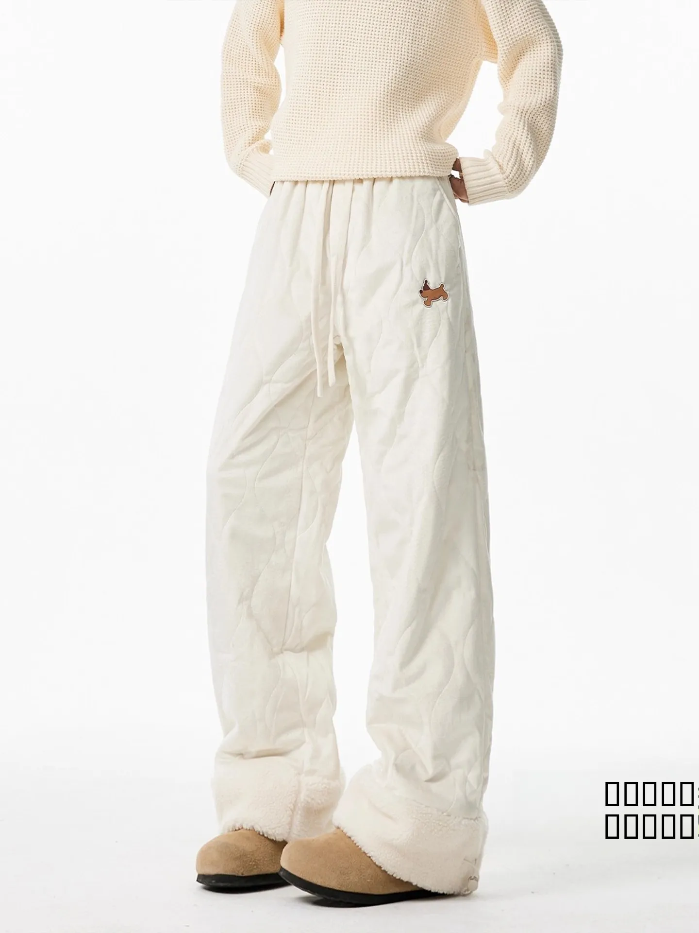 

Зимние утепленные брюки из хлопка с начесом под овчину для мужчин, свободные прямые спортивные длинные штаны с вышивкой таксы