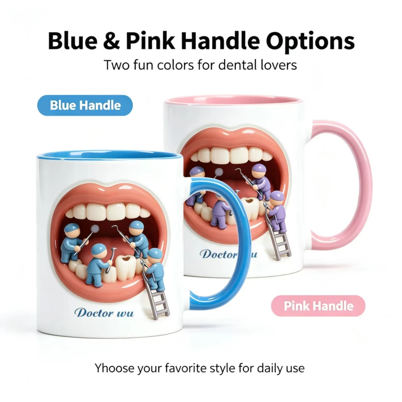 1Pcs Dentist Coffee Mug Ceramic Cup with Dentistry Hygienist Pattern Microwave Dishwasher Safe Gift for Dentist Clinic