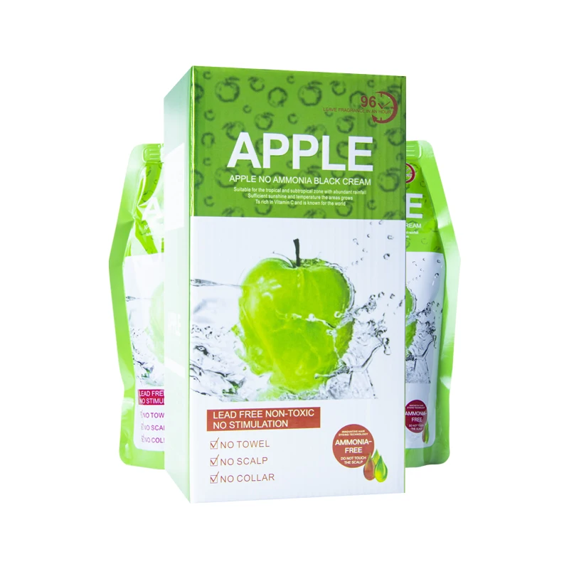 Natuurlijke 500Ml * 2/Pack Apple Haar Kleur Crème Ammoniak Free100 % Grijs Haar Dekking Apple Haar Kleur zwarte Haarverf Shampoo Voor Mannen