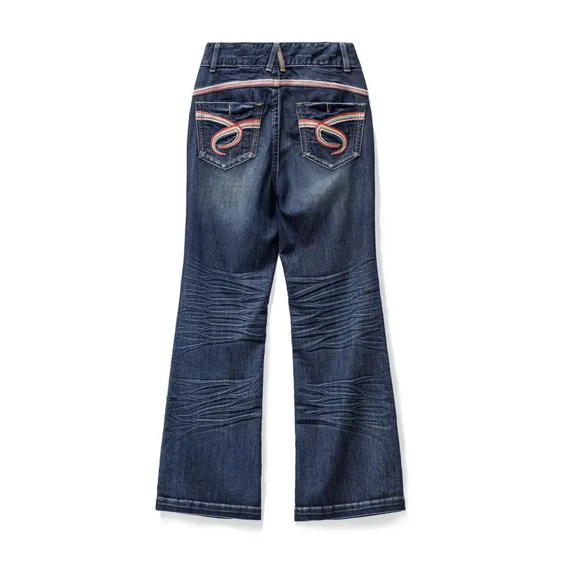 Maden Y2K بنطال جينز متوهج عالي الخصر مع سحاب YKK عتيق بأرجل واسعة بنطلون نسائي غير رسمي ملابس الشارع لخريف وشتاء