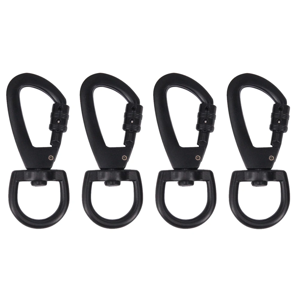 

4 Pcs Rotating Dog Buckle Keychain Black Hooks Leash Heavy Duty Snap Zinc Alloy Clasp Swivel Clips