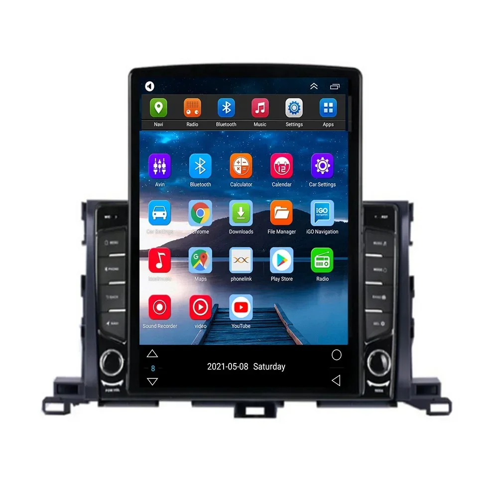 For Tesla Style 2Din Android 14 Car Radio For TOYOTA Highlander 2015-2035 Multimedia Video Player GPS Stereo Carplay DSP RDS Cam
