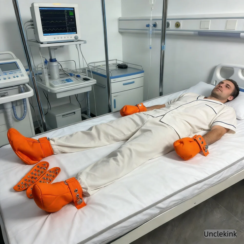 Safety Restraint Set Anti-Scratch Mitts & Lockable Shoes For Agitated Dementia Elderly ABDL Medical Restraints