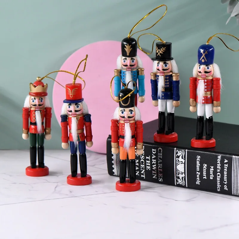 12cm Nutcracker Wood Made Puppets Doll Toy Pure Manual Coloured Drawing Walnuts Soldiers 6 Pcs/Lot d313 Ht128