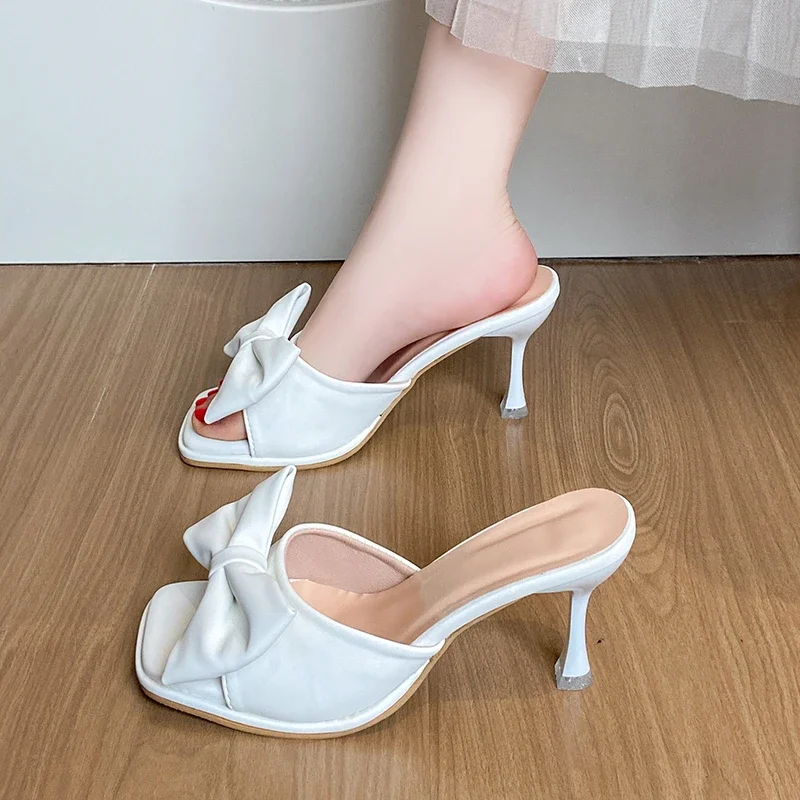 2024 Summer Brand Slingback Women Slippers Open Toed Fashion Bow-knot Slip on Shoes Ladies Elegant Dress Pumps Zapatos De Mujer