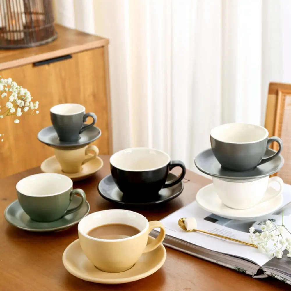 Nordic Style Ceramic Coffee Cup Set Matte Porcelain Latte Mug With Saucer Minimalist Espresso Drinking Vessel For Home Office