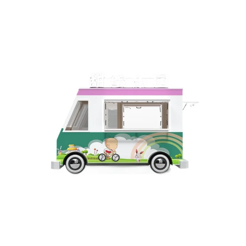 Retro Internet celebrity clock in outdoor stall car mobile dining car scenic commercial street milk tea cold drink food car