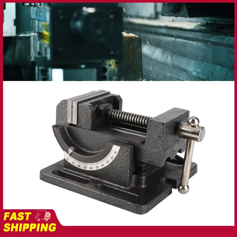 Drill Press Vise Cast Iron Body Corrosion‑Resistant Hardware Accessory 3‑Inch Tiltable Hardware Accessory