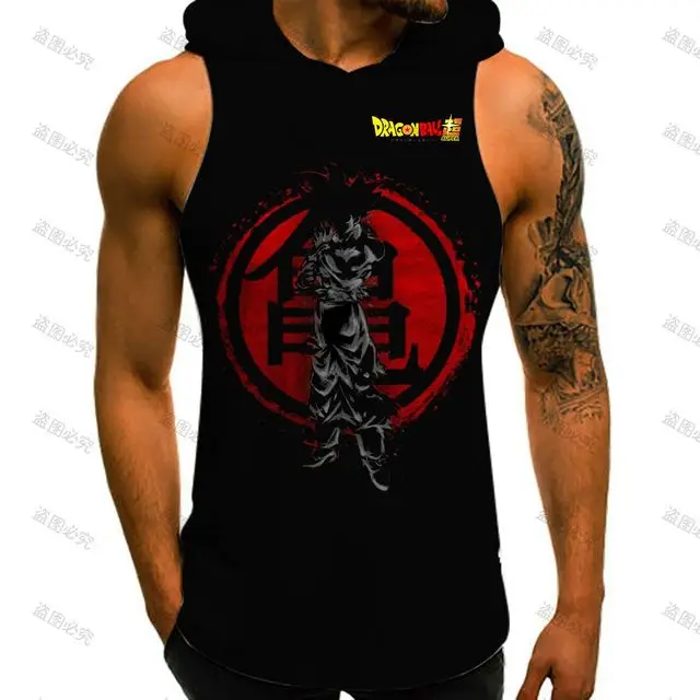 Herren-T-Shirts mit Kapuze, Vegeta Dragon Ball Z, individuelles Tank-Top für Herren, 2025, Harajuku-Stil, ärmelloses Hemd, Herren-Fitnessstudio, Sommer, Neu