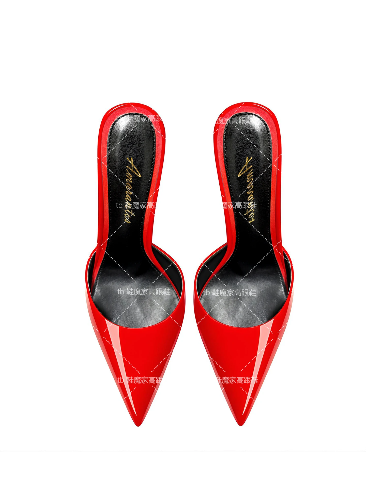 2025 new ultra-thin toe cap sandals 12cm sexy pointed red soled high heels for women, half slippers for outdoor wear