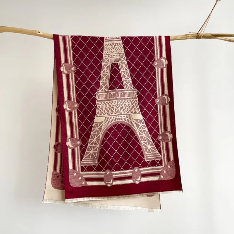 

Luxury Eiffel Towe Warm Poncho Cashmere Scarf Women Winter Shawl Wraps Female Thick Pashmina Blanket Bufanda Travel Echarpe