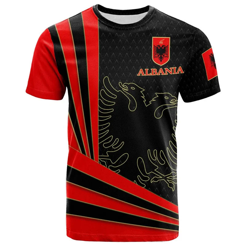 Wholesale Jersey Football Albania Jersey 2024 Soccer Team T-Shirt 3D Albanians Flag Graphic T Shirts Albanian Emblem Tee Shirts image 2