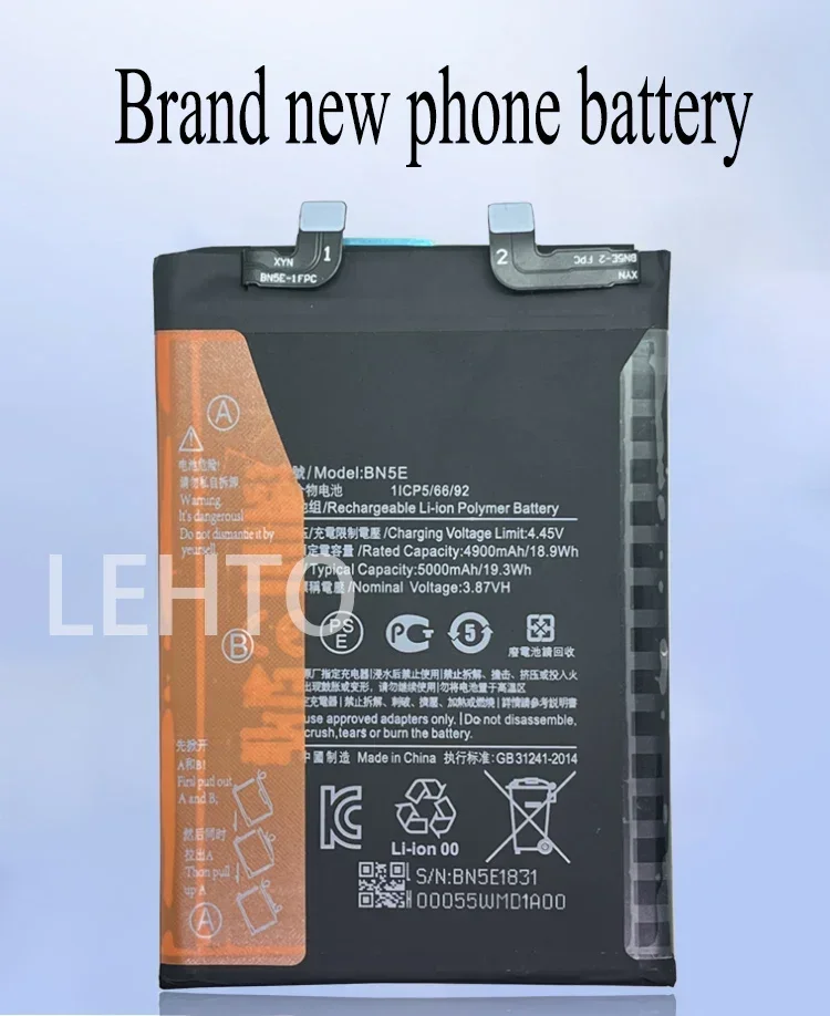 100% New Original BN5E Battery For Redmi Note 11 Pro 5G/POCO X4 PRO 5G Phone Replacement  Bateria