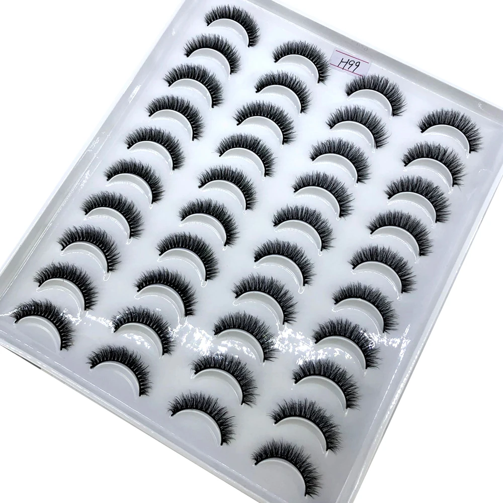 New 20 Pairs fluffy Eyelash Natural 3D Mink False Eyelashes Makeup Fake Eye Lashes Faux Cils Make Up Beauty Tools Wholesale