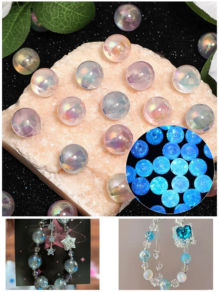 50PCS 8-16mm Perlglanz Acryl Leuchtende Perlen Lose Perlen für DIY Ohrringe Armband Halskette Handwerk Schmuck machen Zubehör