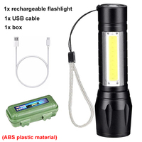 Portable USB Rechargeable Flashlight COB+XPE Zoom Mini Torch 3 Lighting Modes For Outdoor Camping Fishing Emergency Lantern