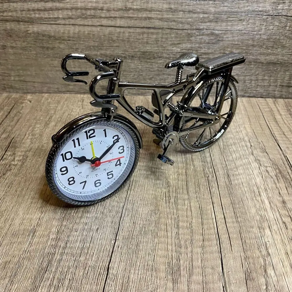 Black Bike Alarm Clock Alarm Function Silent Movement Table Alarm Clock Decorative Ornament Clockface Random Delivery