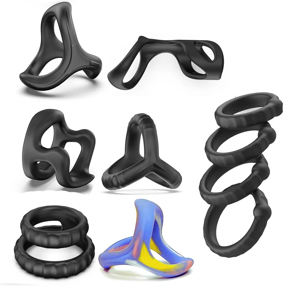 Penis Ring Silicone Cock Rings Delay Ejaculation Scrotal Binding Ball Stretcher Erection Enhancing Lock Cockring Sex Toy for Men