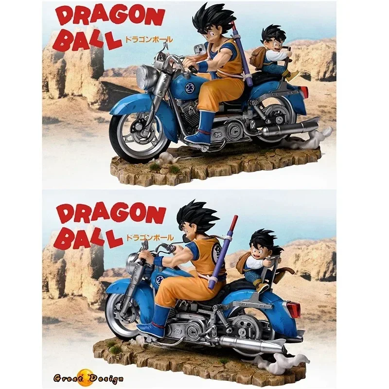 In Stock Dragon Ball Action Figure GK Motorcycle Son Goku and Son Gohan Figure PVC Haulage Motor Father and Collection Model Toy