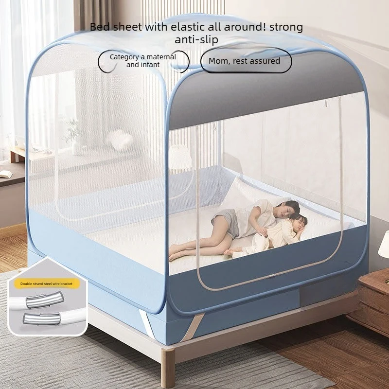 Pop Up  Double Door Mosquito Net Bed Tent Portable Foldable Baby Safety Bed Canopy with Full Enclosure Anti Mosquito Netting