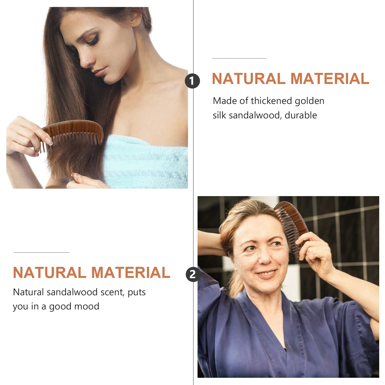 

1pc Verawood Massage Thickened Natural Wood Hair Comb Moon Shape Carved Scalp Care Tool Portable Wooden Comb For Styling Durable