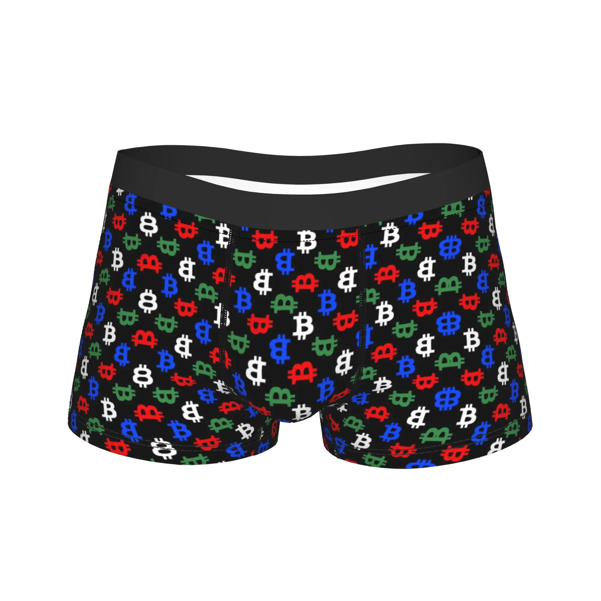 

Multicolor Bitcoin Pattern Underwear Breathable Panties Custom Boxer Brief For Male 3D Pouch Plus Size Boxer Shorts