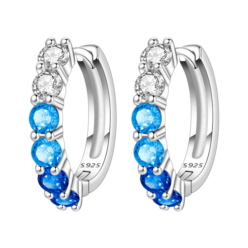 CYCUFF 925 Sterling Silver Colorful Zircon Birthstone Hoop Earring January-December Jewelry Women Earring Charm for Wedding Gift