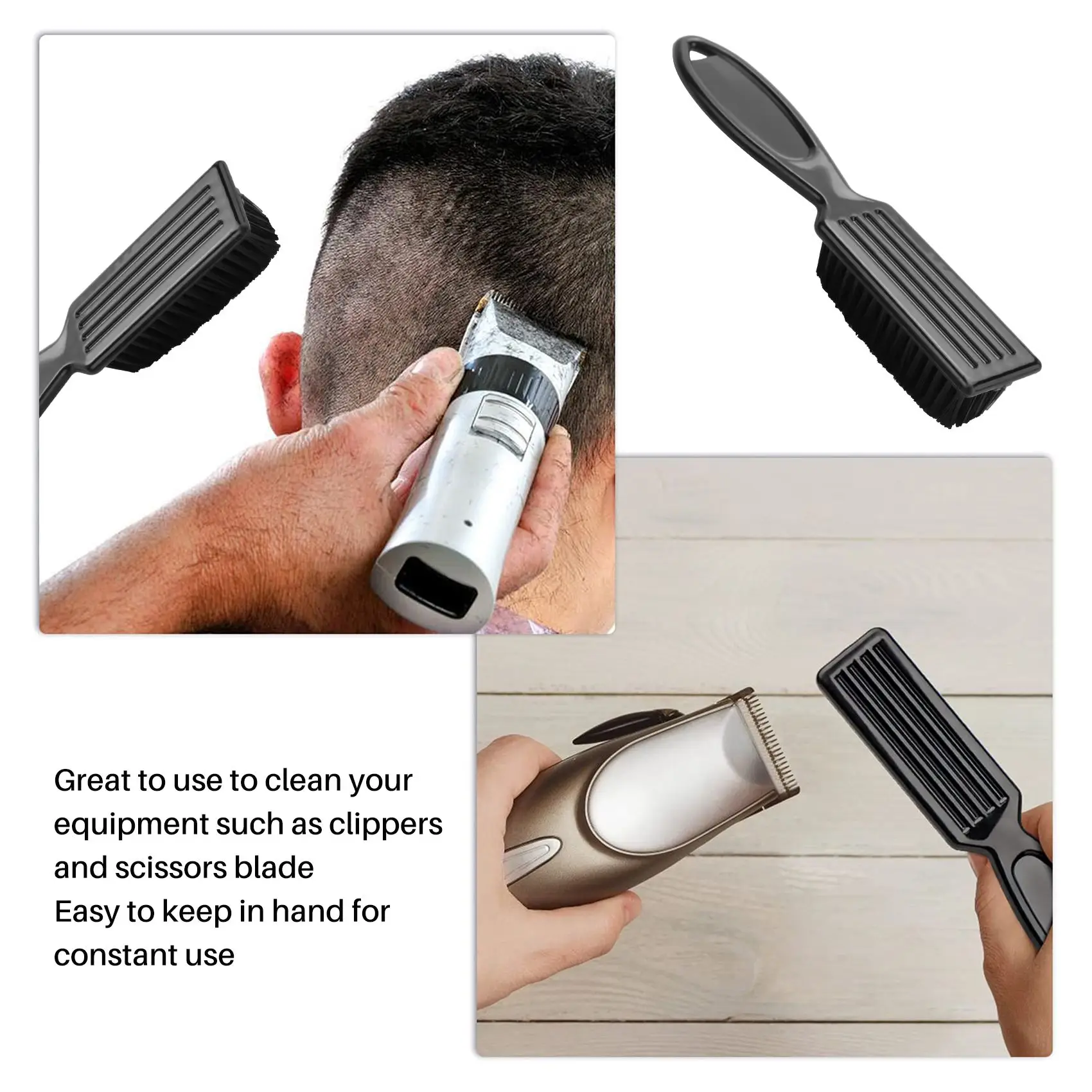 ABKR-3Pcs تتلاشى فرشاة مشط مقص تنظيف فرشاة صالون حلاقة الجلد تتلاشى خمر النفط رئيس شكل نحت تنظيف فرشاة